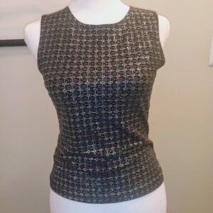 Newport Glitter Black Silver Vintage Sleeveless Top Women's Small Y2K